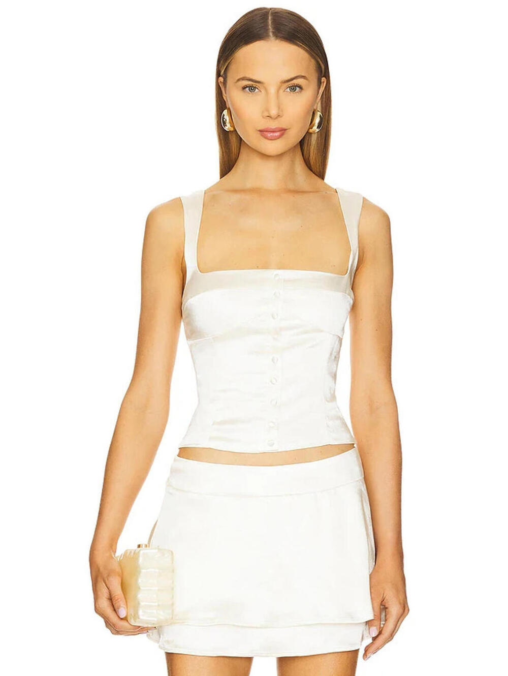 Revolve Pammi Top Runaway The Labe satin Ivory size S $85msrp - Picture 1 of 9